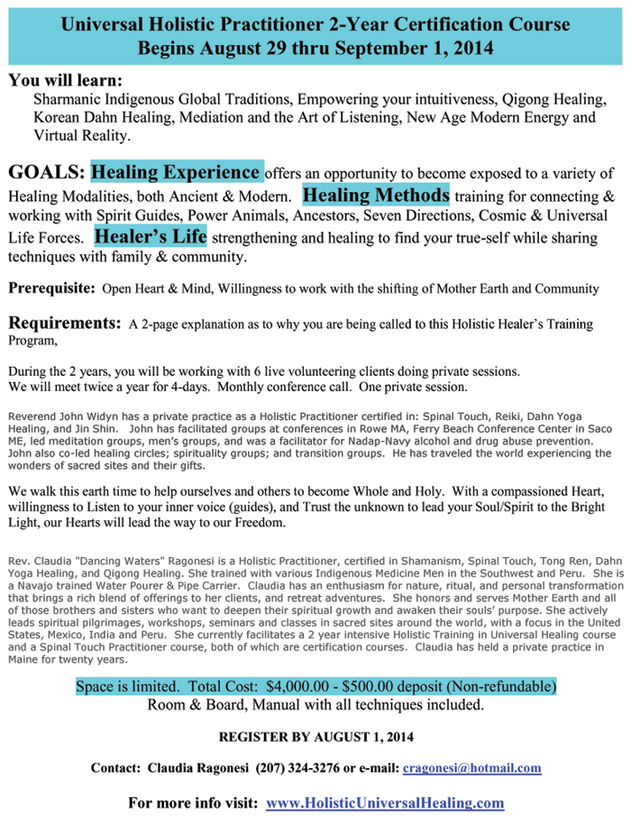 Two Year Certification Course for Holistic Universal Healing Claudia Two Year Certification Course for Holistic Universal Healing Claudia