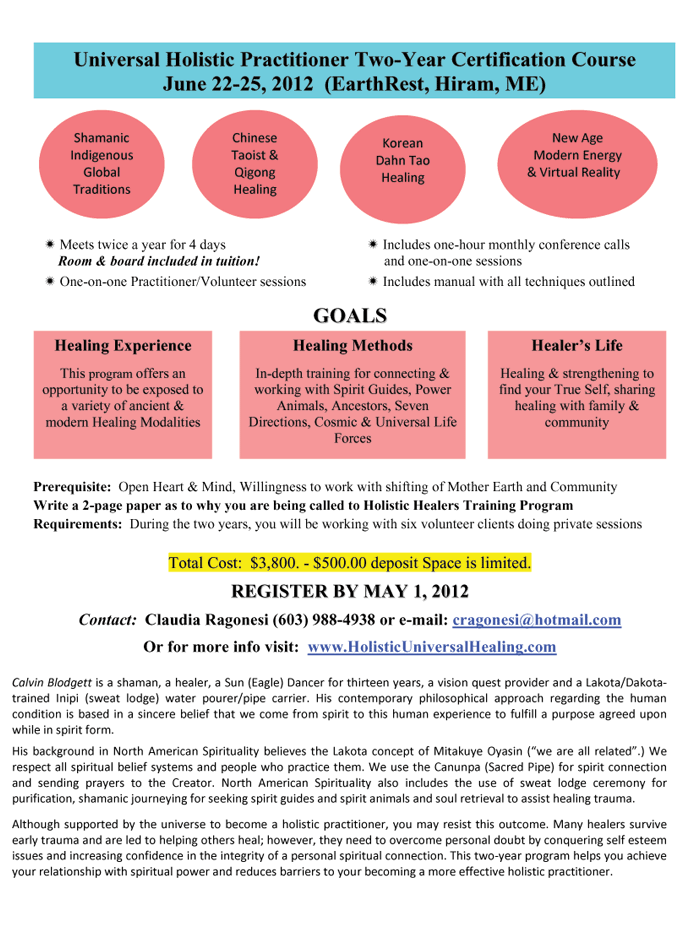 Holistic Healer Training Program in Univerdal Medicine